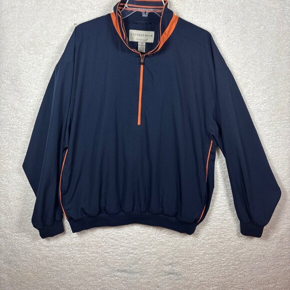 Cutter & Buck Climagard Navy Blue & Orange 1/4 Zip Pullover Jacket L - Picture 1 of 16